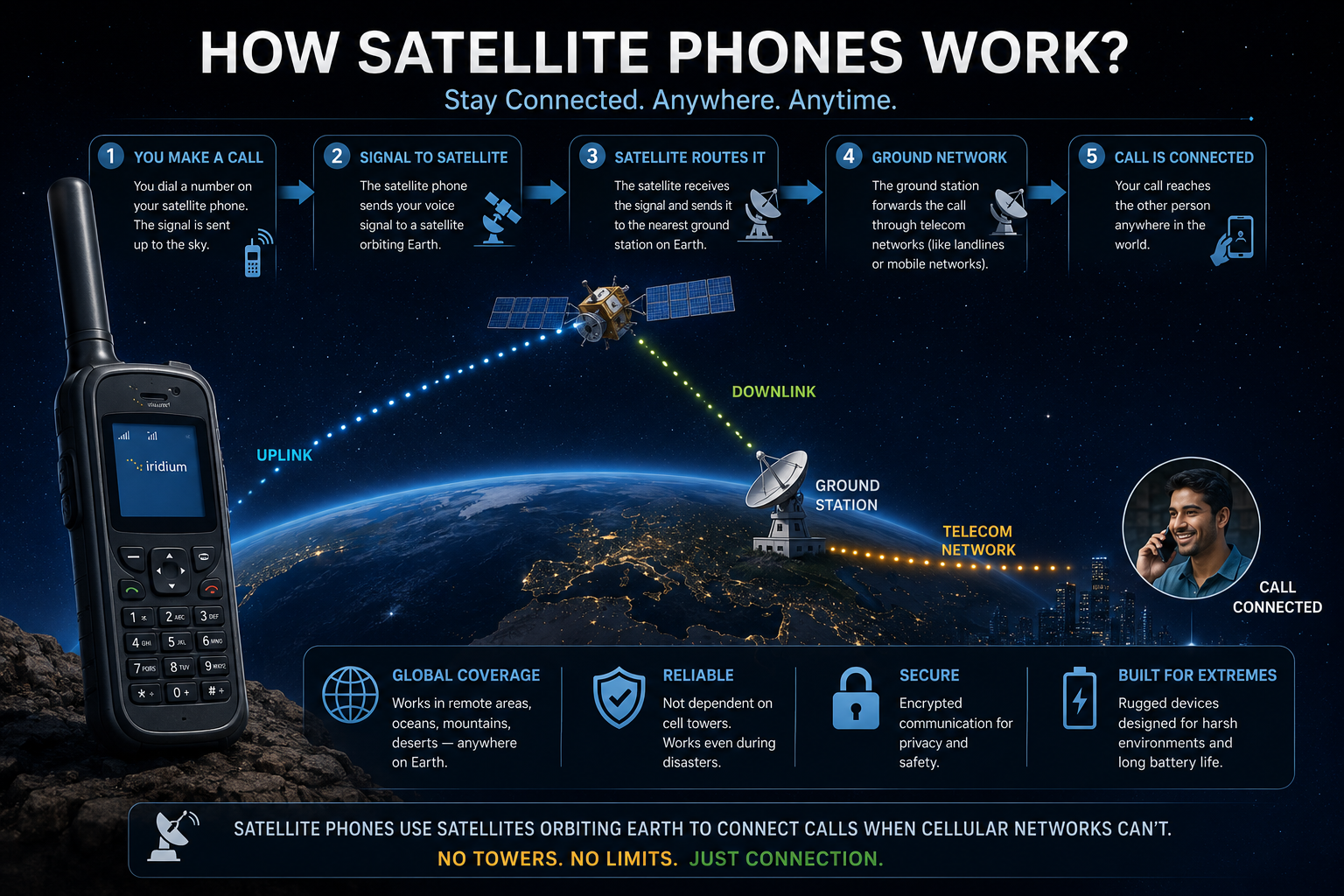 How satellite phones work?